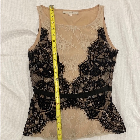 Loft Petite Lace Peplum Tank - Nude & Black Overlay • Holiday Party Top - Picture 8 of 11